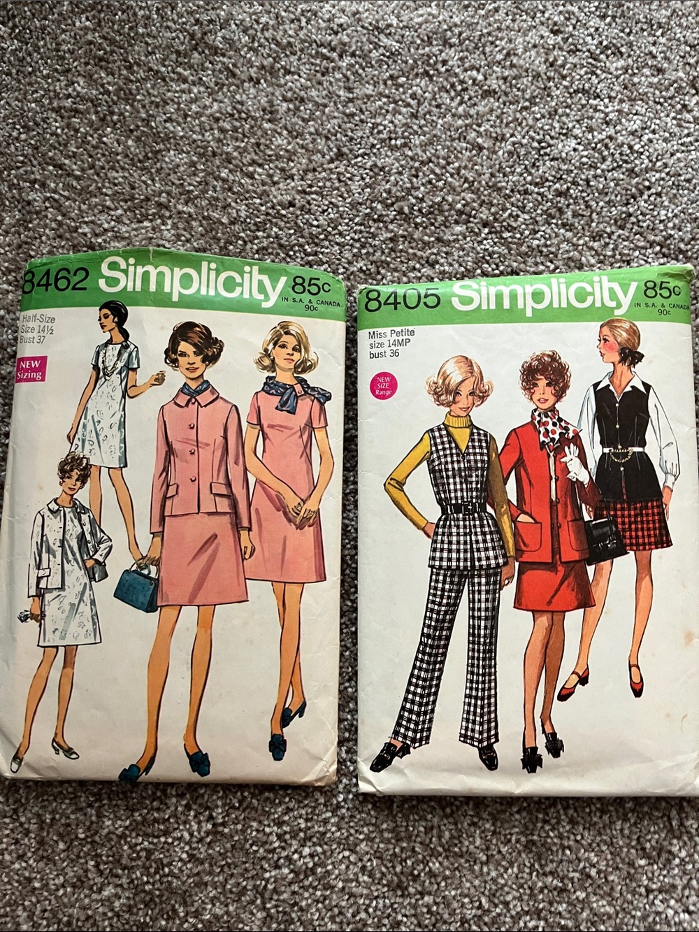 2 Vintage Simplicity Pattern 8462-8405 Rare from 60s